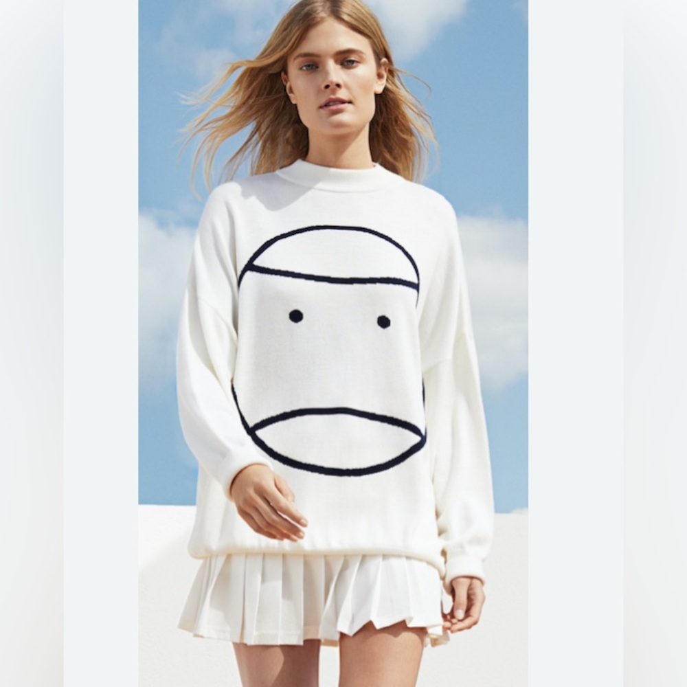 Tory Sport by Tory Burch Performance Face Oversized Merino Sweater NWT XS/S